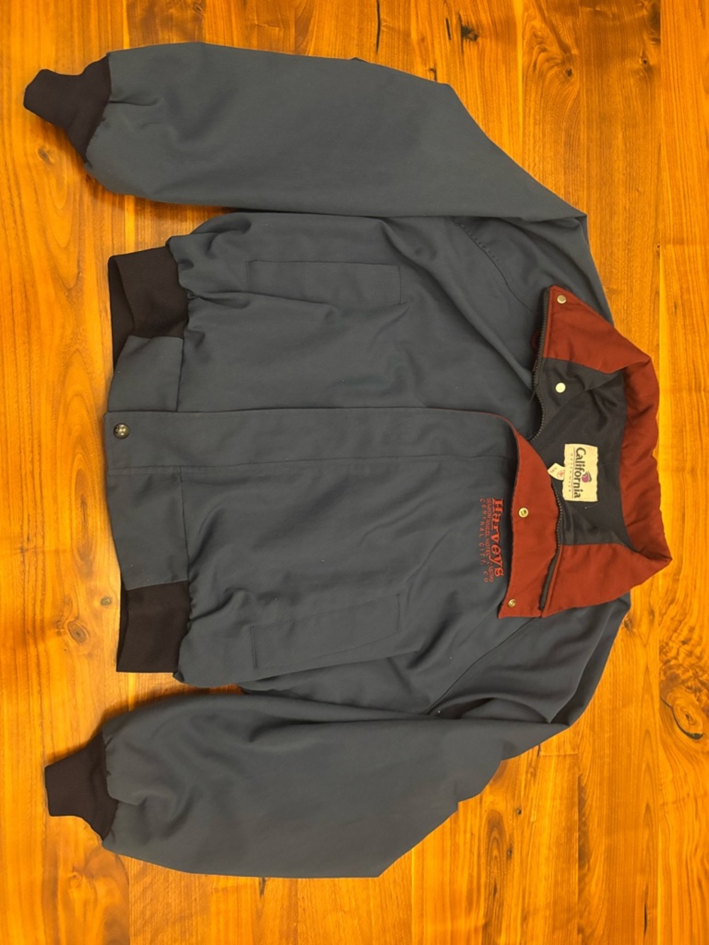 California casino bomber jacket navy burgundy XL